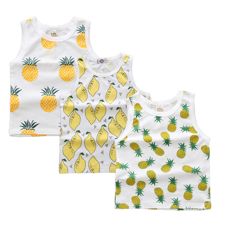 Gilet sans manches pour mères et enfants, garçons et filles, maillot de corps en coton fin, dessin animé, haut décontracté, été_voghion.com
