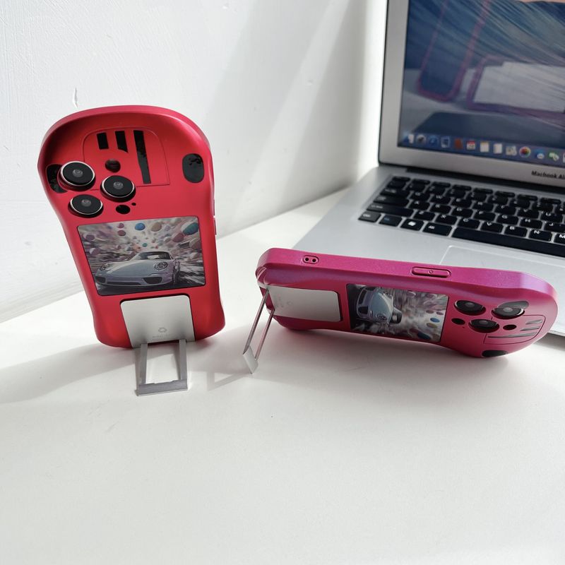 White Concealed Bracket Supercar Suitable For 15 Phone Case 15 Creative 14 Pro Max Anti-fall 14 Pro Fashion 13 Pro Small Car Shaped 12 Pro_voghion.com