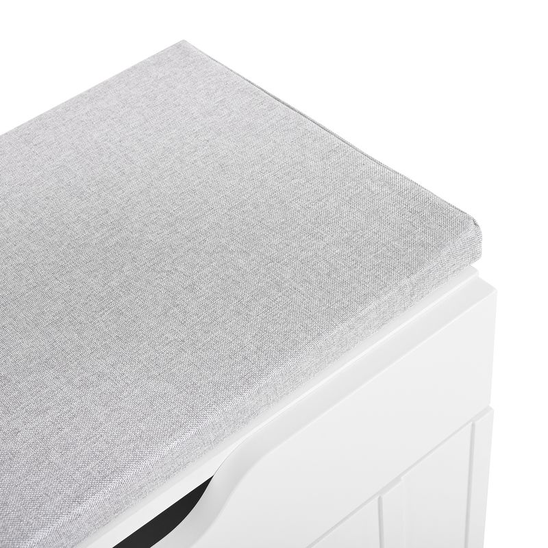 Meuble à chaussures moderne à 3 portes avec tiroir et coussin d'assise – Banc de rangement à chaussures blanc pour couloir, gain de place – Élégant meuble à chaussures d'entrée_voghion.com
