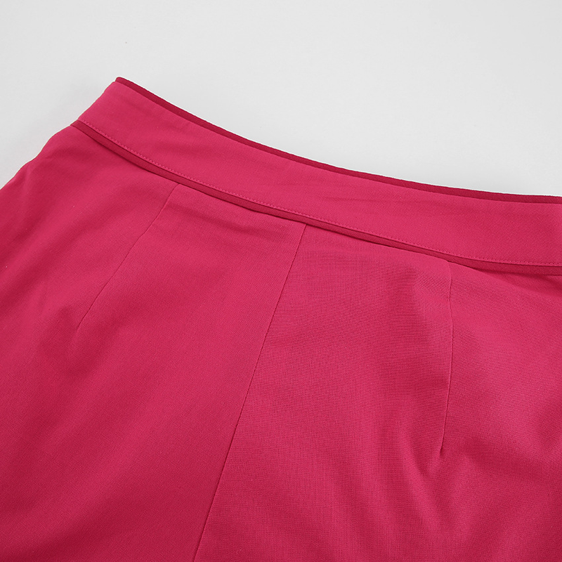 Completo da donna a maniche lunghe in cotone e lino da pendolare per donna, set casual con camicia rosa e pantaloncini in due pezzi_voghion.com
