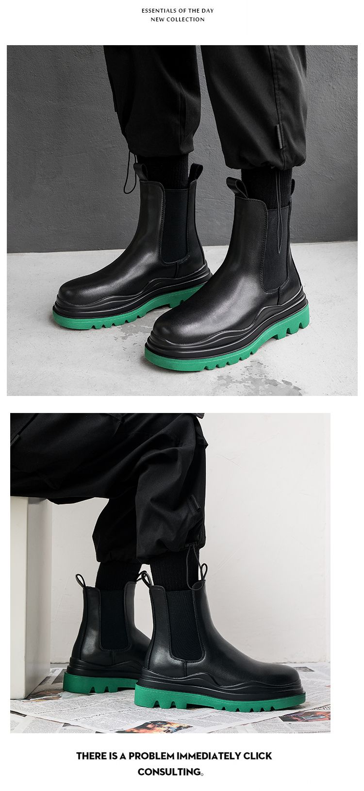 British Style Fancy Green Bottom Black Boots_voghion.com
