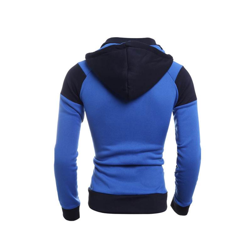 Lässiger Kapuzenpullover für Herren mit doppeltem Reißverschluss, Kapuzenpullover für Herren, Splice-Reißverschlussmantel, Fleece-Herrenmantel_voghion.com