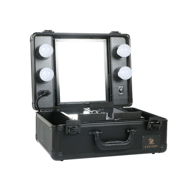 LED Illuminated Makeup Case Cosmetic Box With Lights And Mirror Travel Organizer_voghion.com