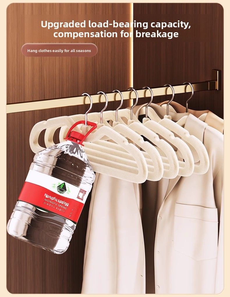 Beflockte Kleiderbügel für den Heimgebrauch, rutschfest, spurlos, verdickter kurzer Hals für den Hausgebrauch_voghion.com