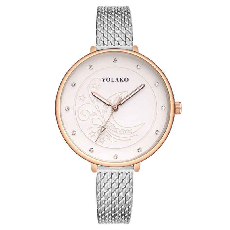 Fashion Diamond-Studded Printed Women's Plastic Band Quartz Watch_voghion.com