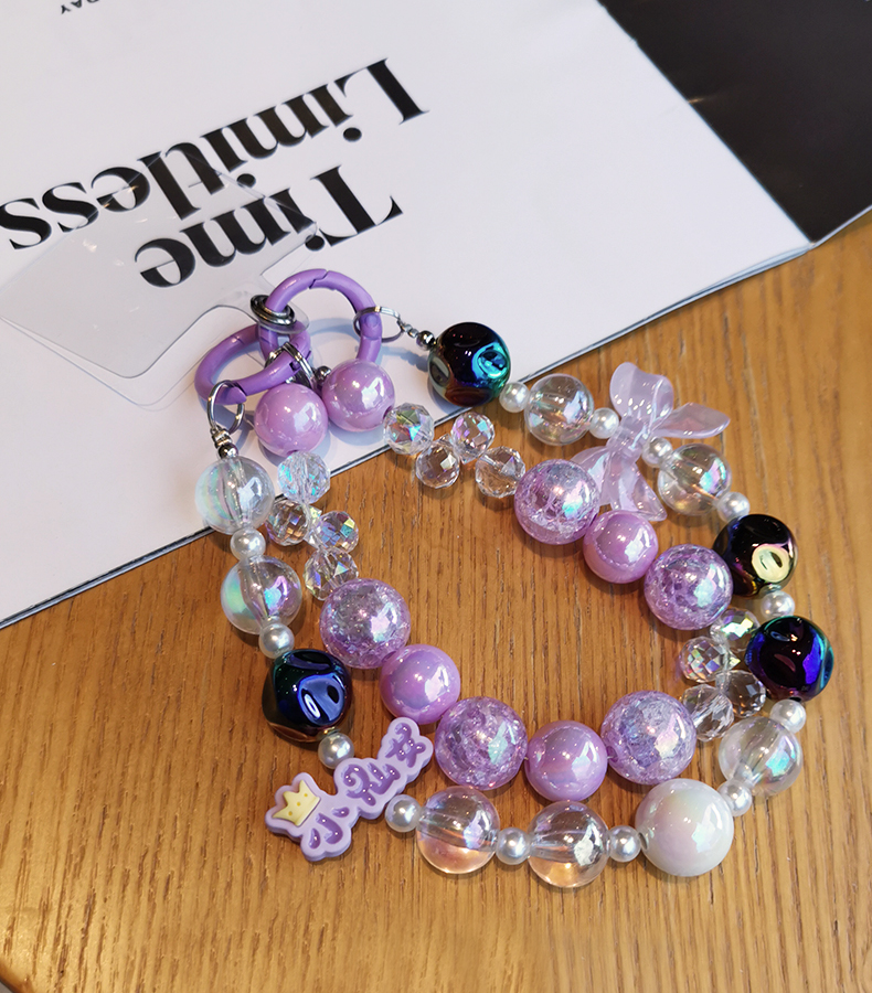 Mobiltelefon nyakpánt nőknek tündér kristály csukló repedés gyöngy dupla lánc átlátszó gyöngy nyakpánt klip stílus anti veszteség_voghion.com