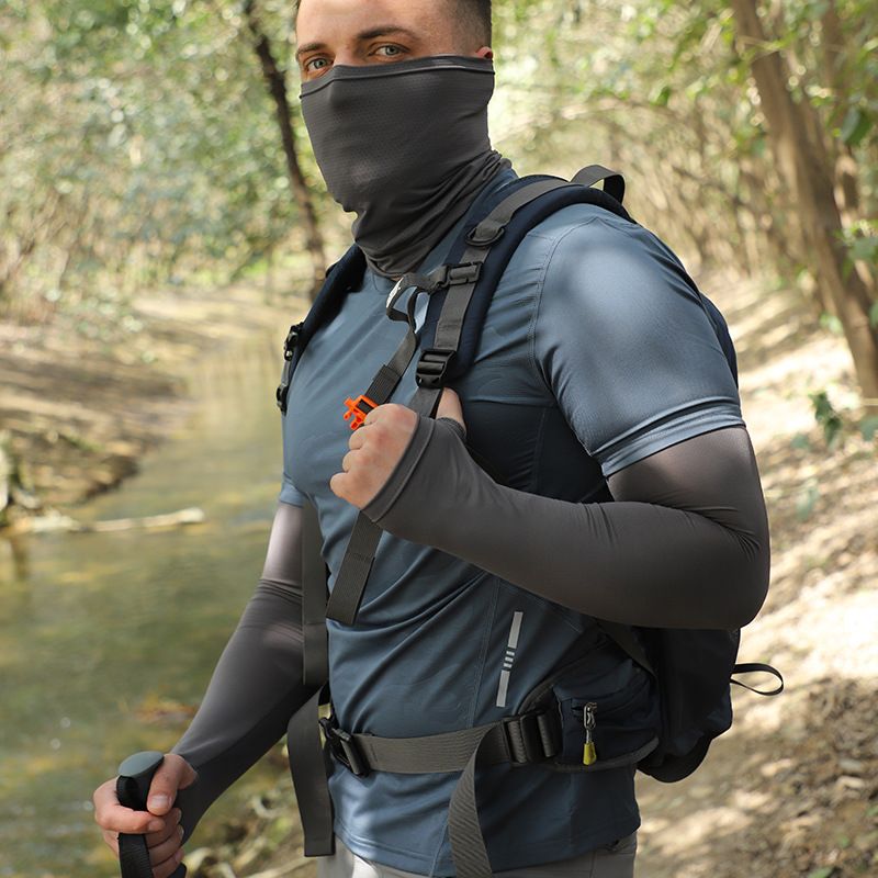 Men's Cooling Sun Mask Set - UPF 50+ Full Face Cover With Neck Protection & Arm Sleeves, Lightweight & Breathable For Cycling_voghion.com