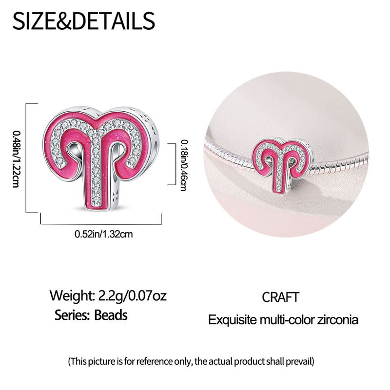 Damenschmuck, süße rosa Perlen mit zwölf Sternbildern, dekorative Perlen, DIY-Schmuckzubehör, Armband, weißes Kupfer, versilbert_voghion.com