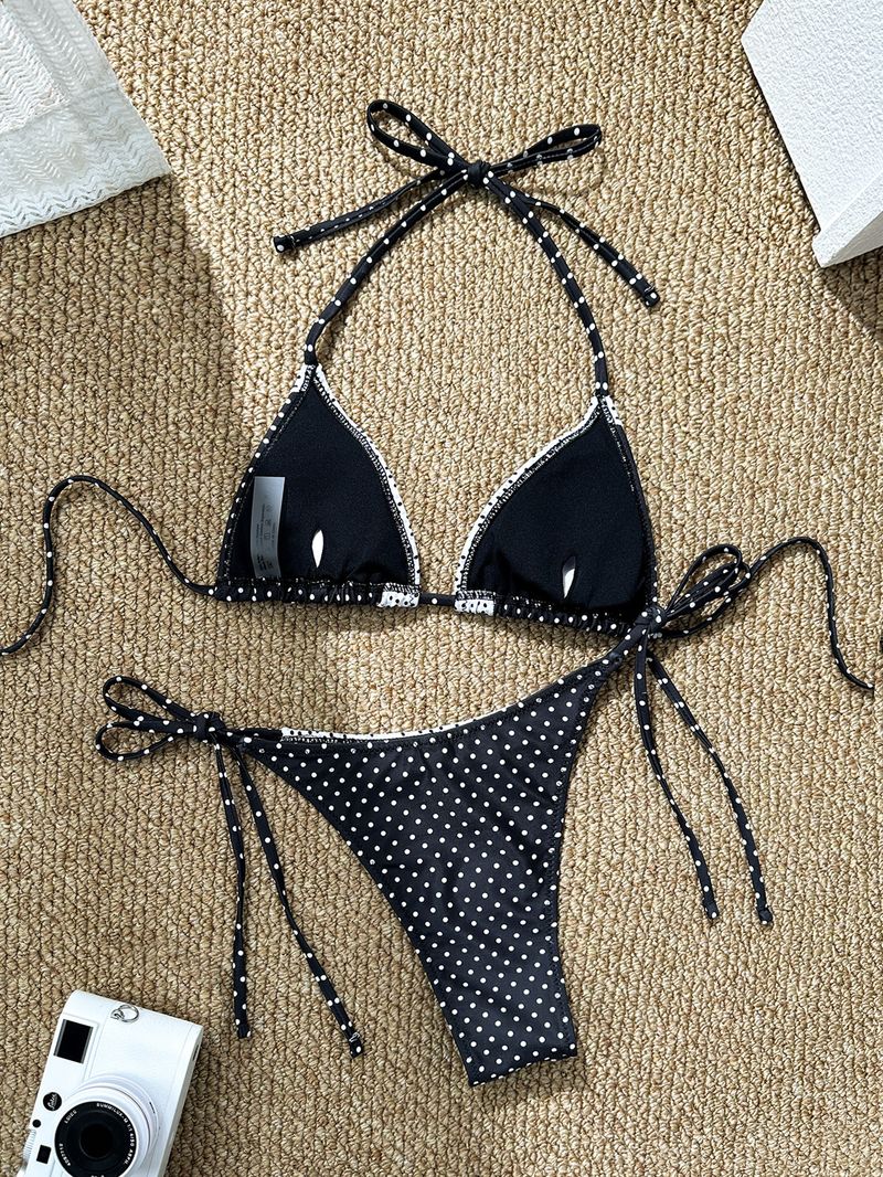 Bikini sexy da ragazza calda, in pizzo retrò con pois, per abbigliamento da donna_voghion.com