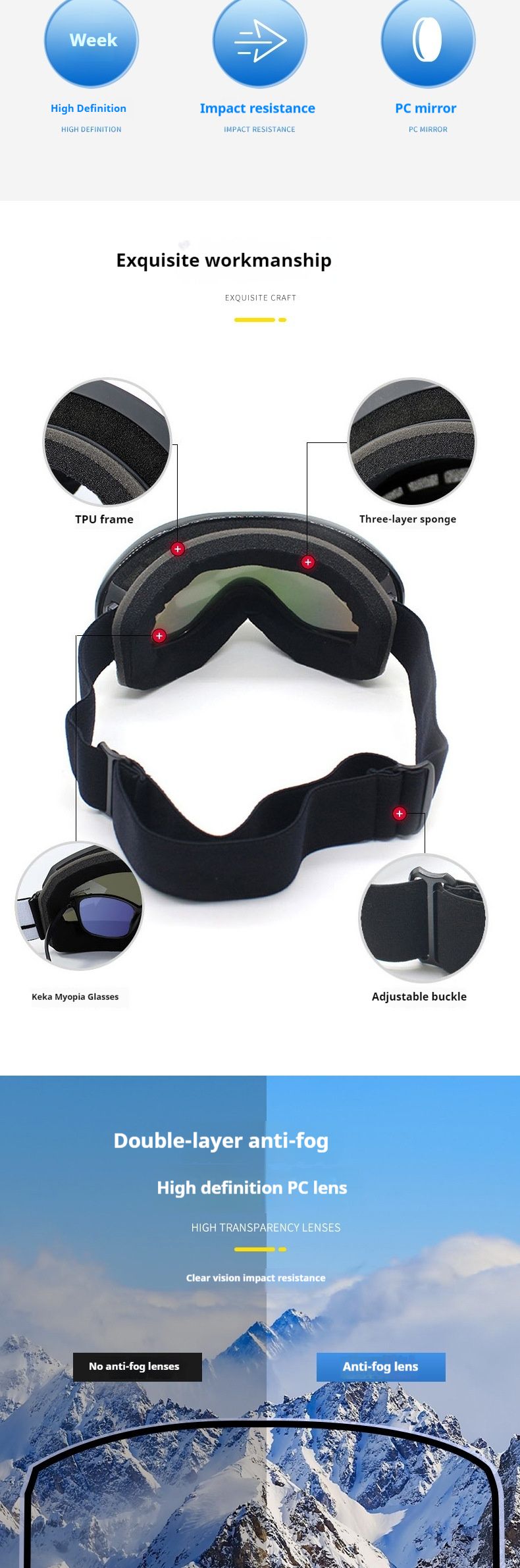 Modieuze en veelzijdige sferische skibril, dubbellaagse anti-condens outdoor skibril voor mannen en vrouwen_voghion.com