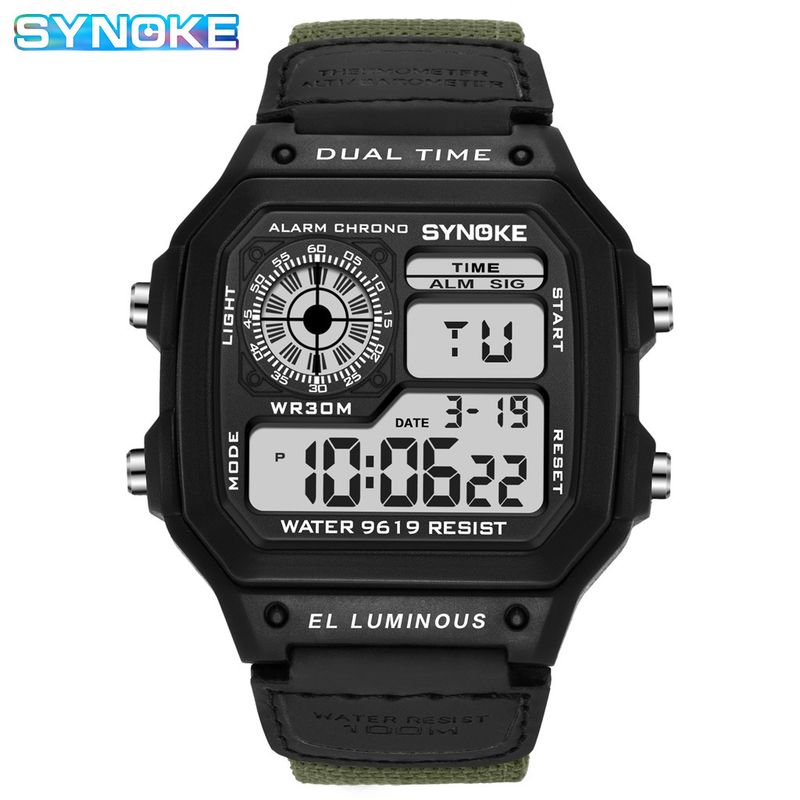 Nylon Canvas Men's Lightweight Square Classic Student Strap New Electronic Watch Luminous Waterproof Sports_voghion.com