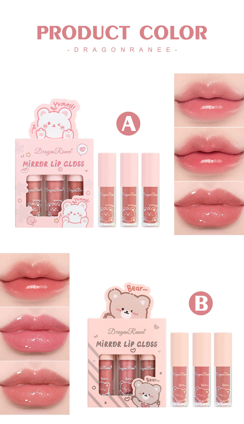 Set trucco labbra a tema cartone animato: lucidalabbra, smalto labbra, olio labbra - effetto glassy shine, idratante, perlescente con glitter per labbra carnose e sensuali._voghion.com
