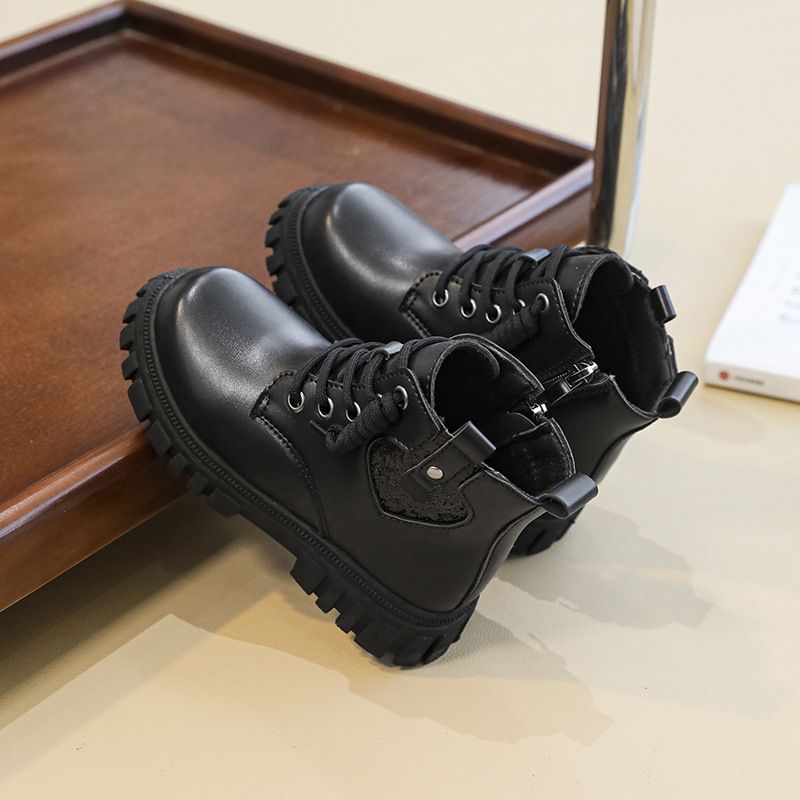 Martin New, stivali da lavoro in pelle nera per bambini, alla moda e alla moda, primavera-autunno_voghion.com