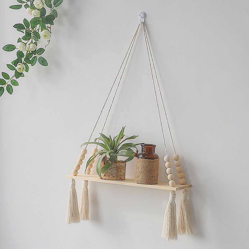 Factory customized hand-woven triangular wood flower pot rack simple home home decoration wall decoration hot sale_voghion.com