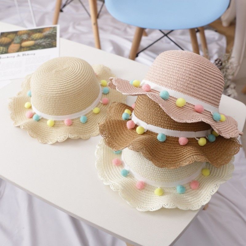 Cappello da sole in erba per ragazza pescatore, protezione da spiaggia per principessa estiva femminile per bambini, cappello da bacino_voghion.com