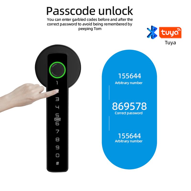 Serratura elettronica digitale intelligente per porta con impronta digitale 5KUBE M5 BLE con password/chiave/scheda IC/Smartlife/sblocco tramite app Tuya_voghion.com
