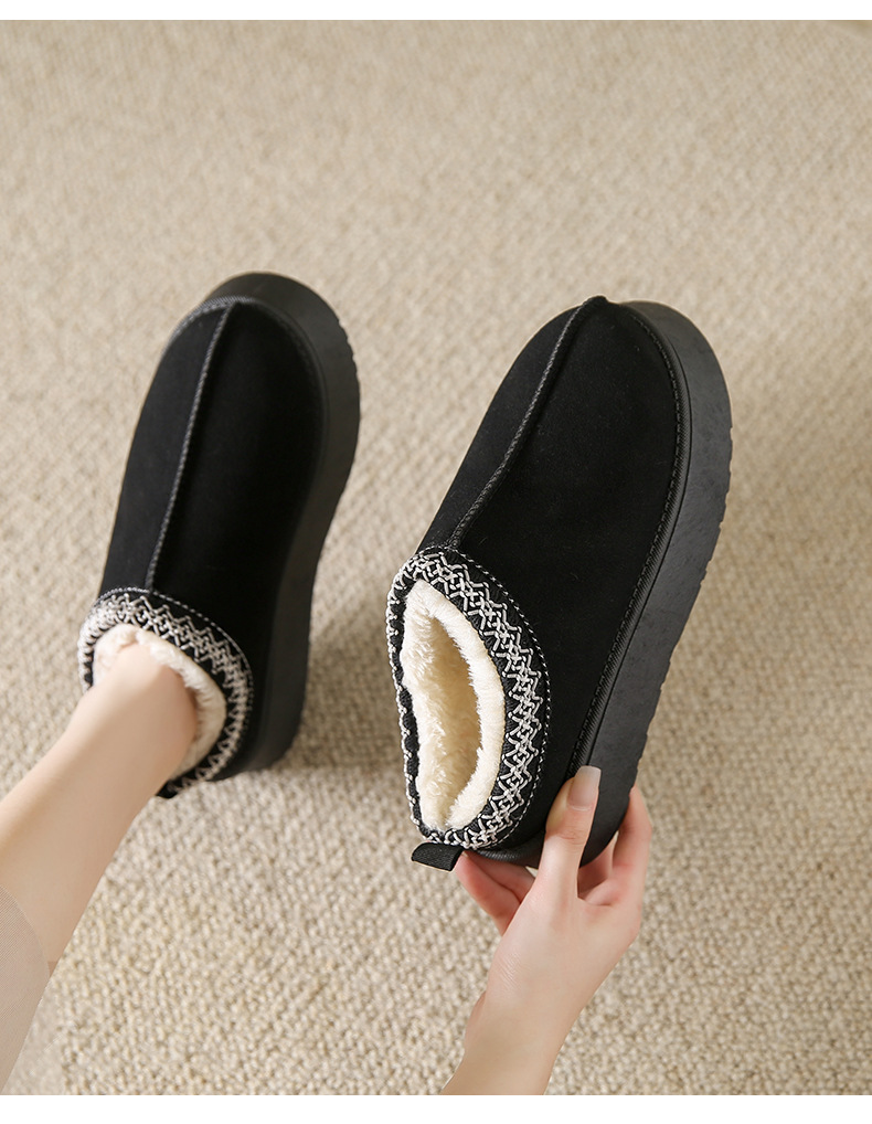 European and American women's shoes snow boots women's winter new fashion integrated Baotou slippers muffin thick bottom fur cotton shoes women_voghion.com