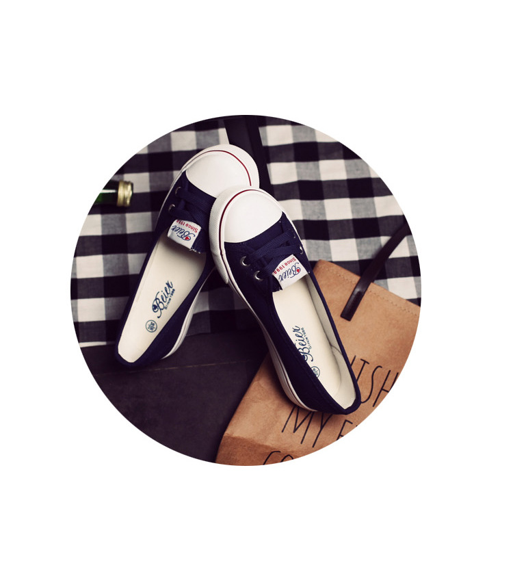 Womens Canvas Shoes Of Students Shoes Lace Up Flat Sneakers_voghion.com