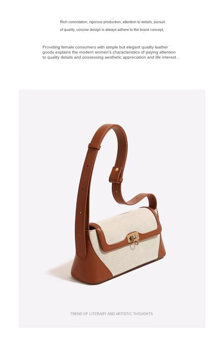 New original niche design retro underarm bag Senior texture canvas stitching shoulder handbag_voghion.com
