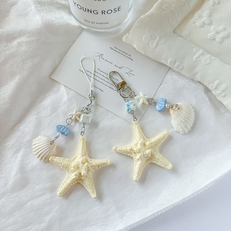 Schlüsselanhänger mit Muscheldekor, Seestern, Handyanhänger, Taschenaccessoire_voghion.com