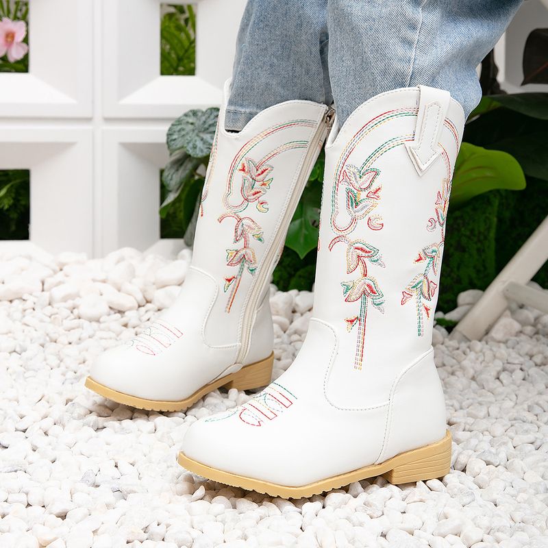 Prinzessin Herbst Winter Neue Kleine Mädchen Fleece-Gefüttert Warme Lange Kinder Bestickte Westernstiefel_voghion.com