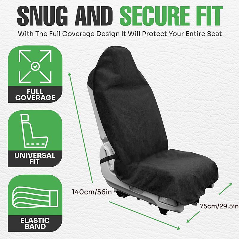 Car Universal Seat Towel Cover Adjustable Waterproof Protector Elastic Strap Non-slip Breathable Front Rear Chair Cover_voghion.com