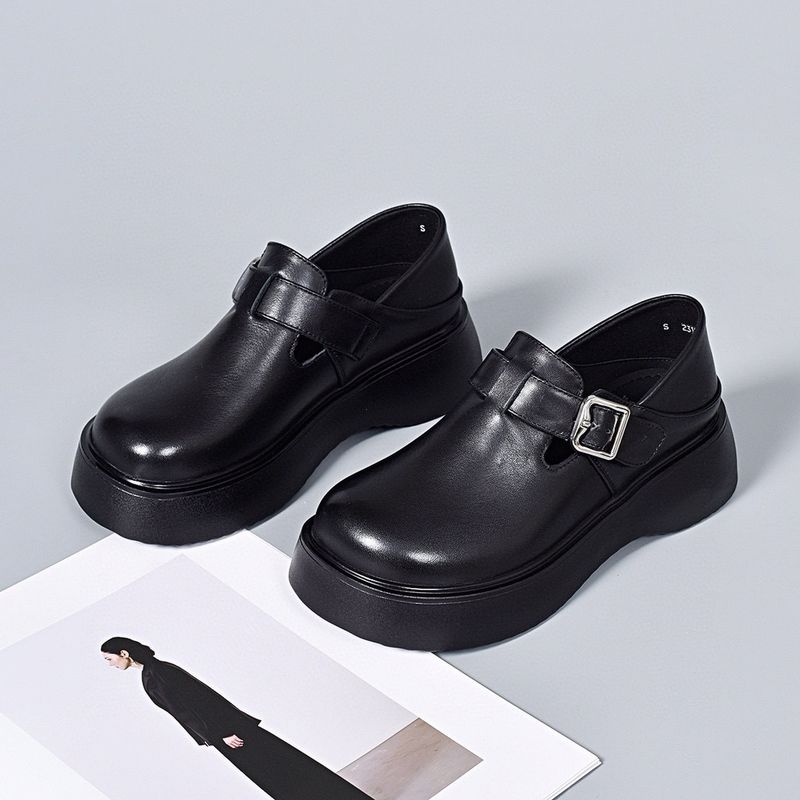 2025 Spring New Korean Round Head Belt Buckle Deep Mouth Single Shoes, One Shoe, Two Wears_voghion.com
