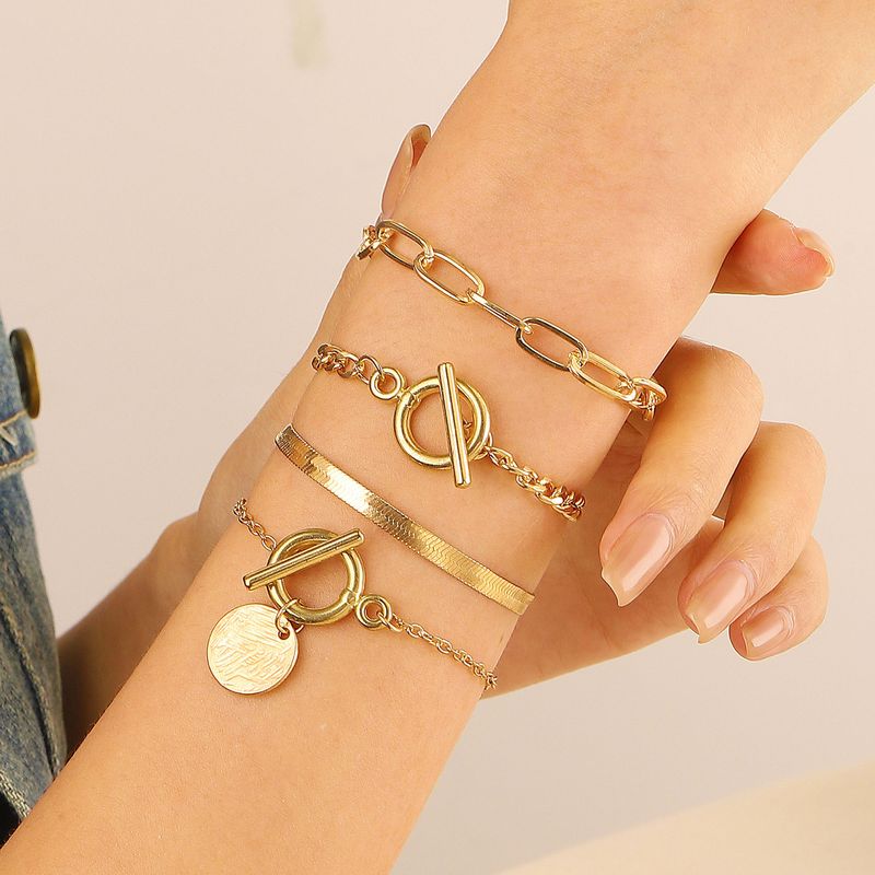 Zubehör Hip Hop Schlangenknochen Trendy Schmuck Set Metall OT Schnalle Kettenarmband für Frauen_voghion.com