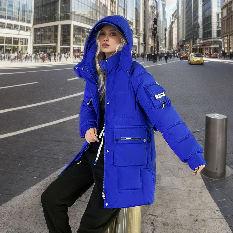 Damen Warme Jacke Wattierte Jacke im langen Winter Neue Dicke Winddichte Warme Wattierte Jacke Ausländische Luft Wattierte Jacke_voghion.com