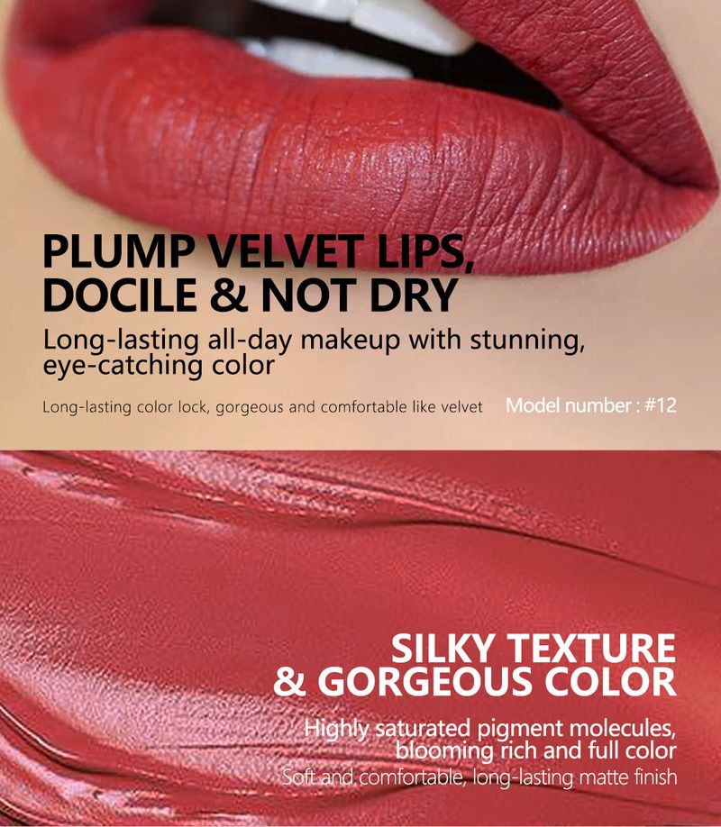 12 Colors Matte Liquid Lipstick Set - Waterproof, Long-Lasting, Non-Sticky Lip Gloss Kit (12 Shades Gift Box)_voghion.com