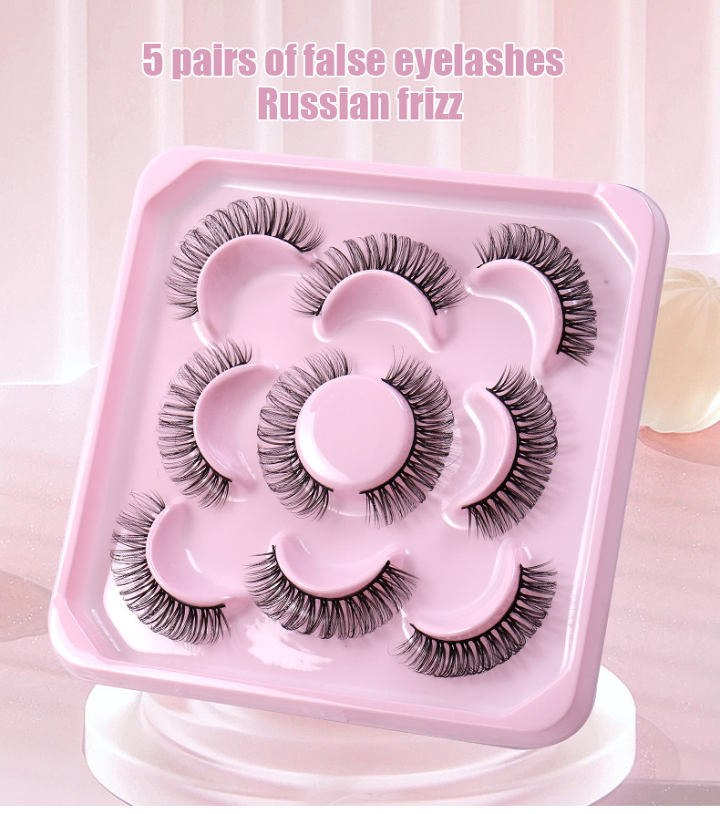 False Eyelashes New 5 Pairs Of Russian Curled DD Curved Holiday Eyelashes Naturally Curled Thick Chemical Fiber Eyelashes_voghion.com