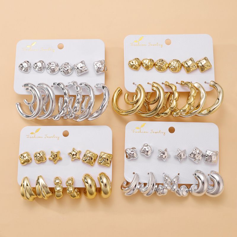 1 Piece 1 Set 1 Pair Classic Style C Shape Geometric Water Droplets Plating CCB Drop Earrings Ear Cuffs Ear Studs_voghion.com