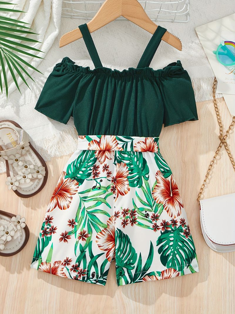 Mor & Børn INS Piger Mode Populær Blomsterprint Patchwork Sommerjumpsuit_voghion.com