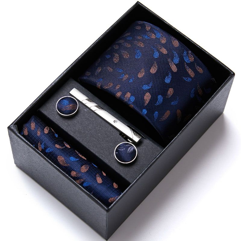 Men's Business Six-Piece Set Polyester Silk Jacquard Solid Color Tie Necktie Custom_voghion.com