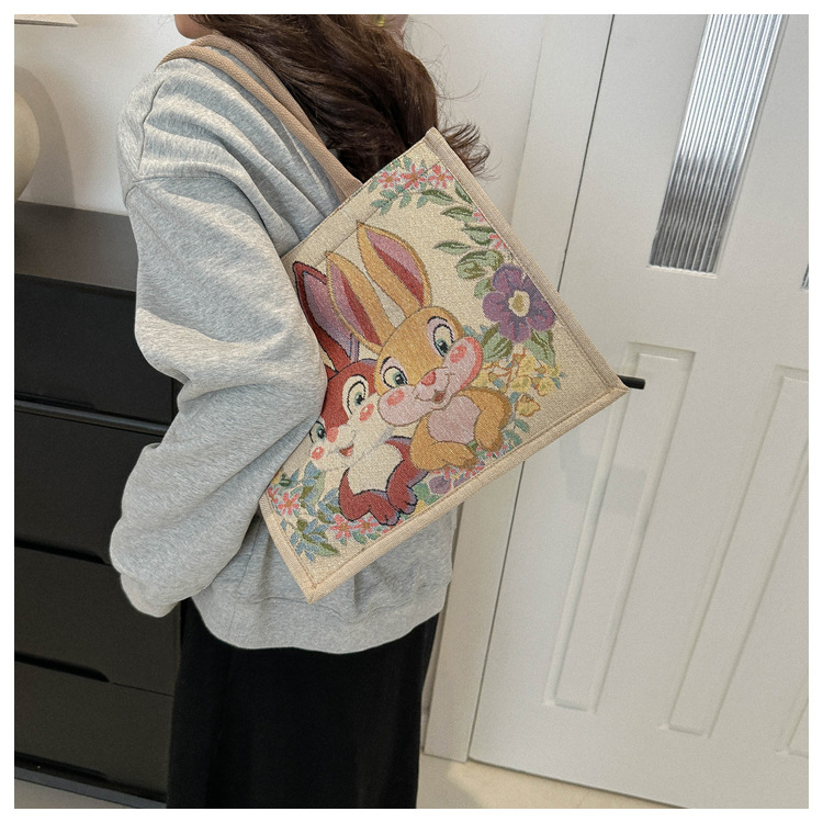 Ethnic Style Cartoon Elephant Xishuangbanna Tourism Handbag, Women's Shoulder Bag, Embroidered Canvas Bag_voghion.com