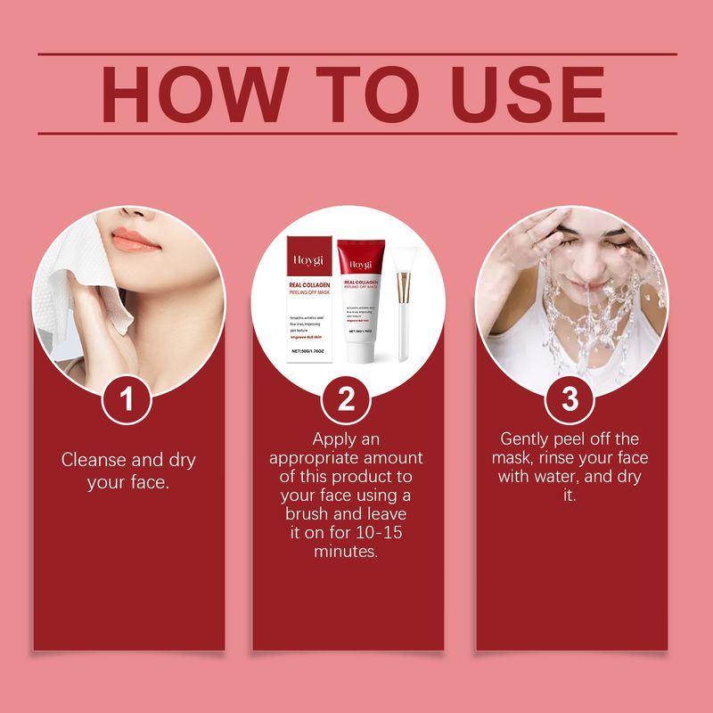 Maschera peel-off al collagene HOYGI, detergente delicata, esfoliante per il viso, idratante, delicata e nutriente per la pelle._voghion.com