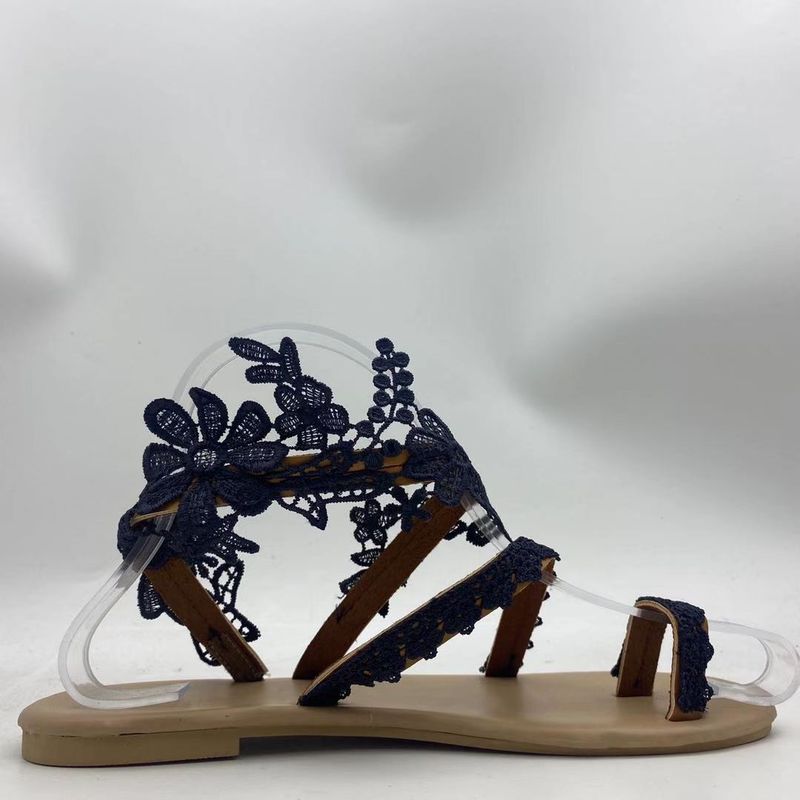 sandali con tacco piatto a forma di fiore in tinta unita di grandi dimensioni taglia grande 35-43_voghion.com