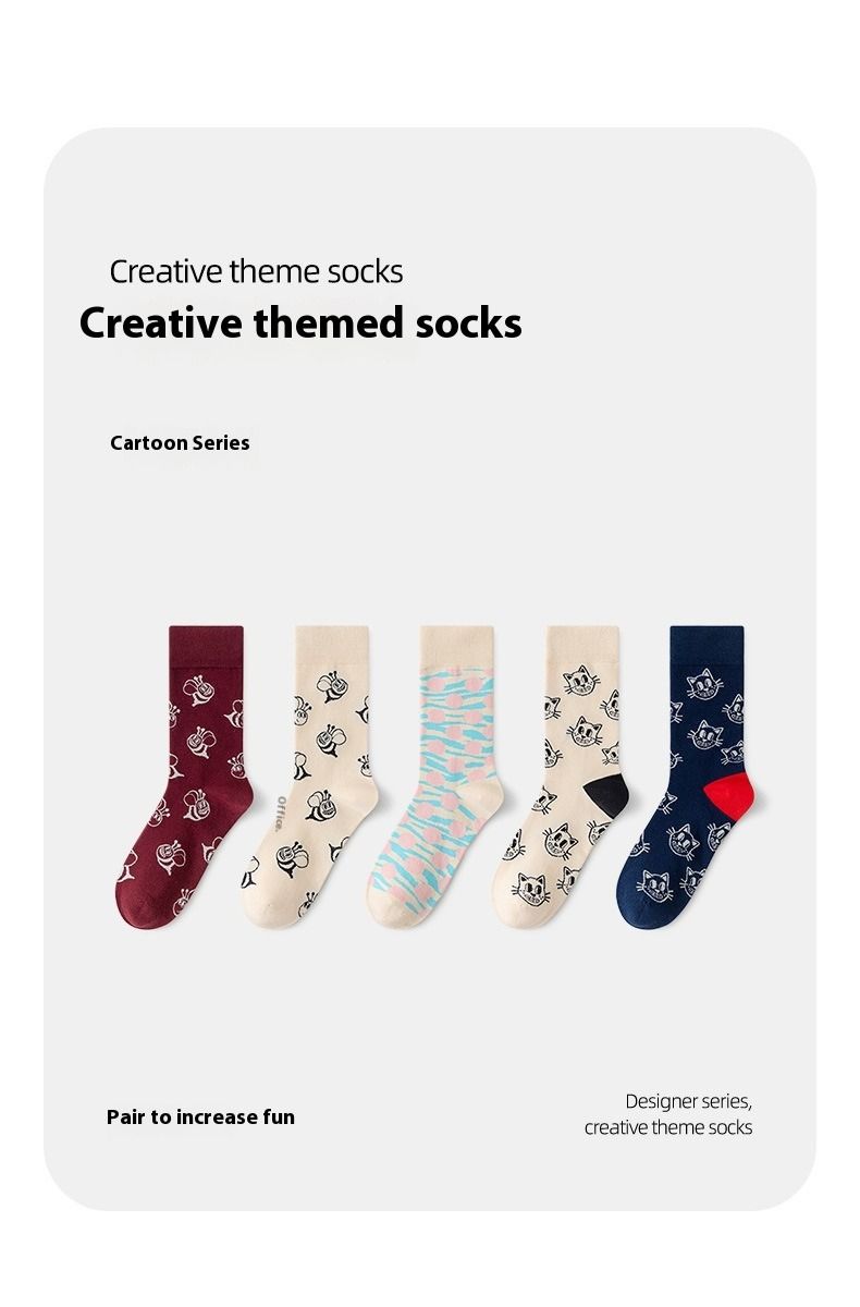 5 paar damessokken met ronde hals, katoenen sokken in casual stijl voor de lente en herfst, effen sokken voor alle seizoenen_voghion.com