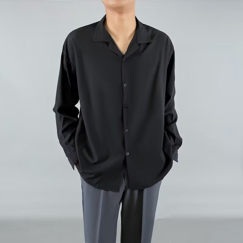 Unbeatable Quality Cuban Collar White High-end Design, Men's Long Sleeved Spring Autumn Suit, Paired With A Niche And Cool Shirt_voghion.com