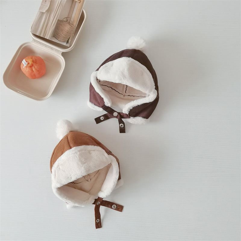 Berretti per bambini Neonati e bambine invernali Bambini autunnali e invernali con cappelli di protezione per le orecchie in velluto_voghion.com