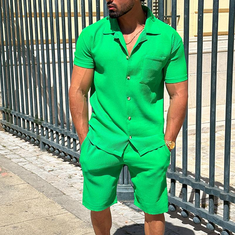 2024 Sport-Kurzarm-Shorts-Set, lässige modische Arbeitskleidung, vielseitige Herrenbekleidung, komplettes Set_voghion.com
