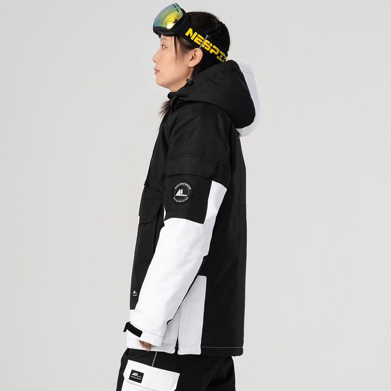 Color-Block Suit Windproof Waterproof Warm Breathable Couple Style Ski Hoodie For Snowboarding And Skiing_voghion.com