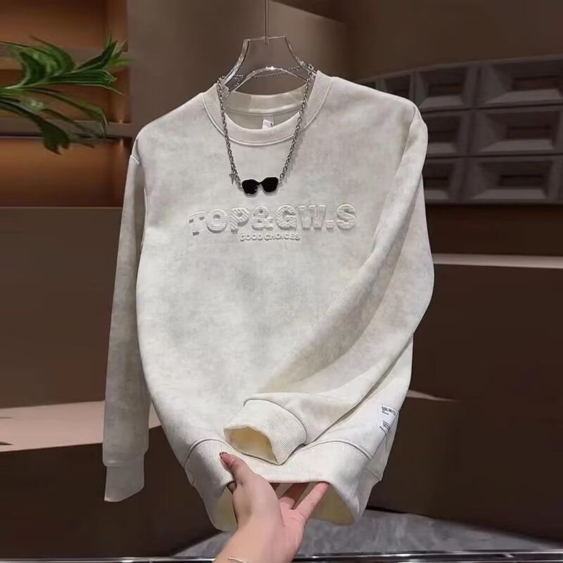 Heavyweight Fleece-Lined Men's Sweatshirt – Loose Fit Crewneck Pullover For Winter & Autumn (Black/Gray/Apricot, M-3XL)_voghion.com