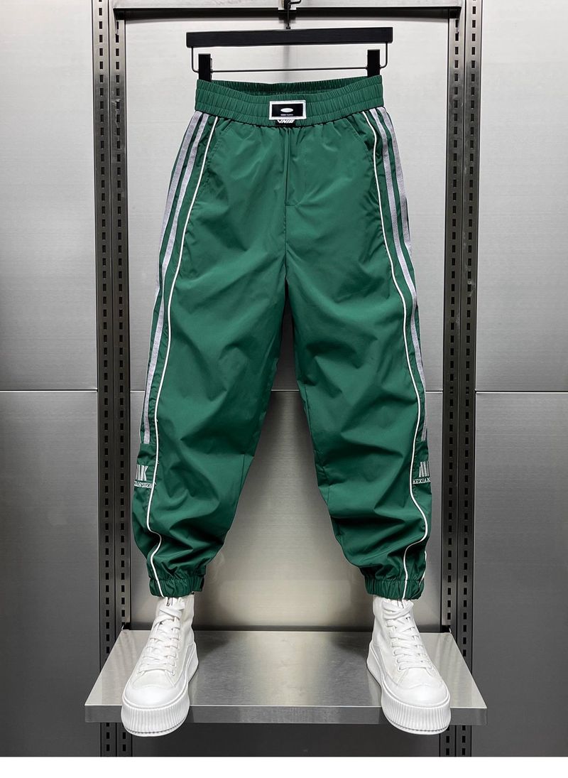 Trendy gestreifte Sommer-Sporthose für Herren, dünn, schnelltrocknend, modische, vielseitige Freizeit-Leggings für Jugendliche, verkürzte Hose_voghion.com