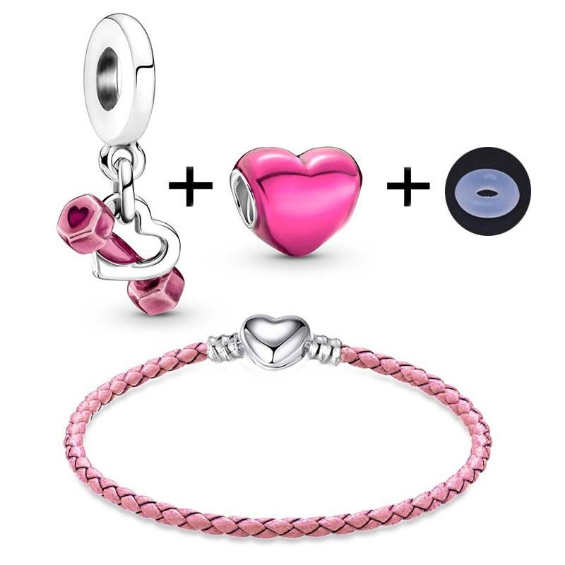 Charm Armbänder Einfaches Design Zubehör DIY Rosa Lederarmband Liebe Krone String_voghion.com