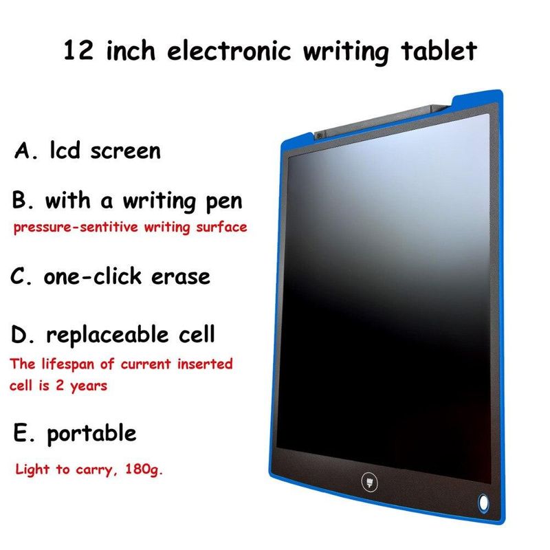 12-calowa tablica do rysowania, cyfrowy tablet do rysowania, podkładki do pisania, przenośna elektroniczna tablica do tabletu, ultracienka tablica z piórem_voghion.com