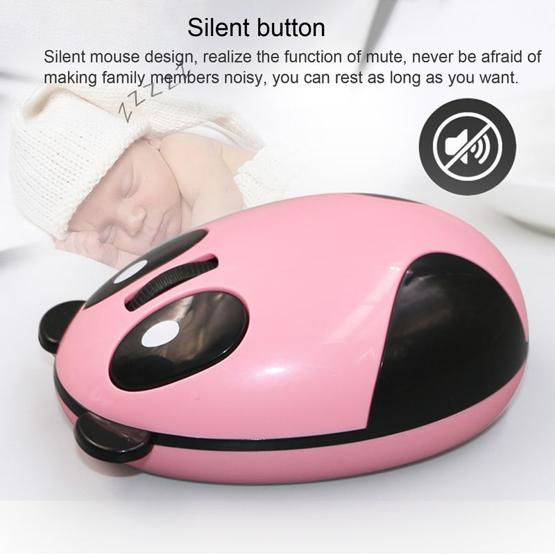 Farfi Wireless Cute Panda Design ABS Mute 2.4G 1200DPI Plug Play Optical Mouse for Desktop_voghion.com