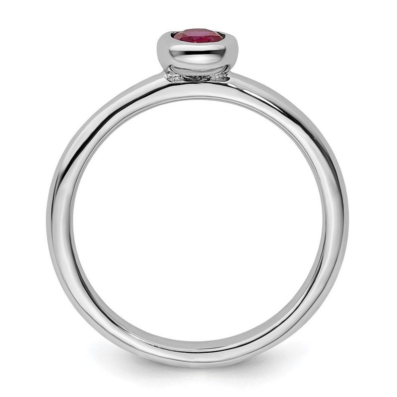 Sterling Silver Stackable Expressions Oval Created Ruby Ring_voghion.com