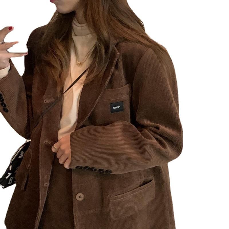 Suit For Women Spring And Autumn Corduroy Blazer Jacket Half Skirt 2025 New Vintage Casual Two-Piece Set_voghion.com