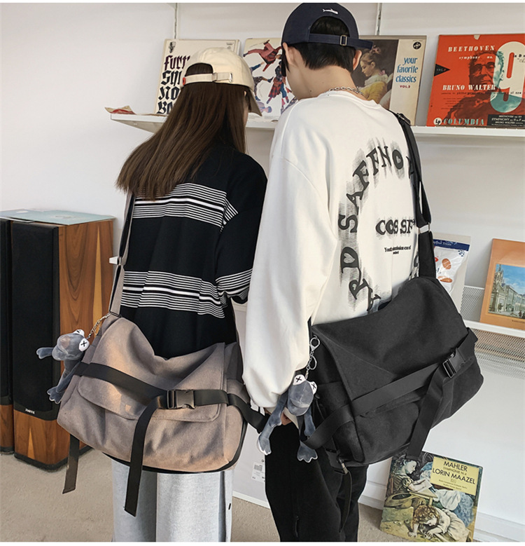 Plátěná crossbody taška s velkou kapacitou, jednoduchá taška přes rameno, ležérní studentská taška, batoh pro muže, taška přes rameno_voghion.com